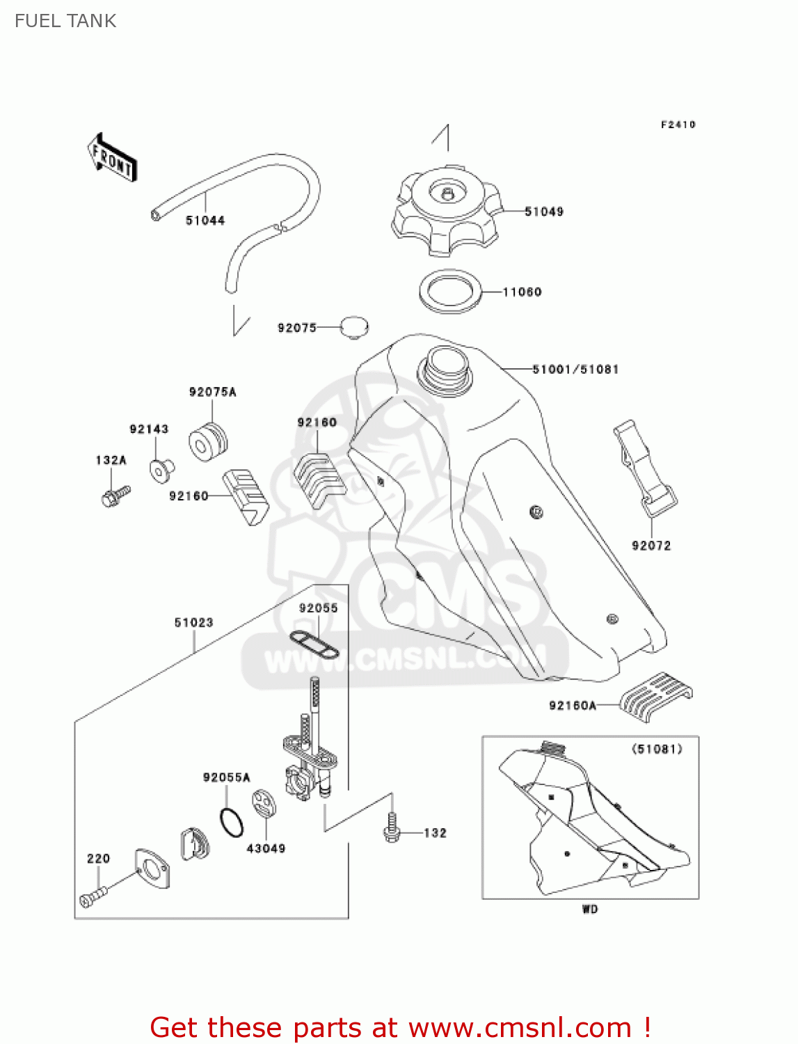 FUEL TANK KLX300A6 KLX300R 2001 USA CALIFORNIA CANADA