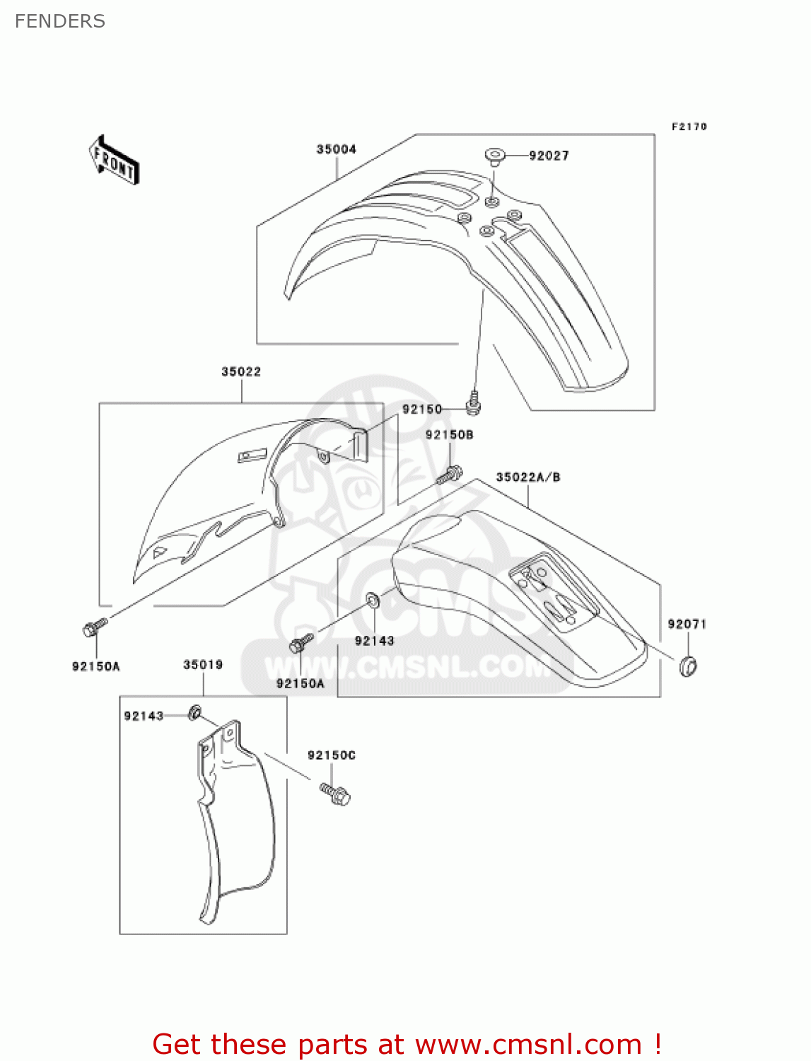 FENDERS KLX300A6 KLX300R 2001 USA CALIFORNIA CANADA