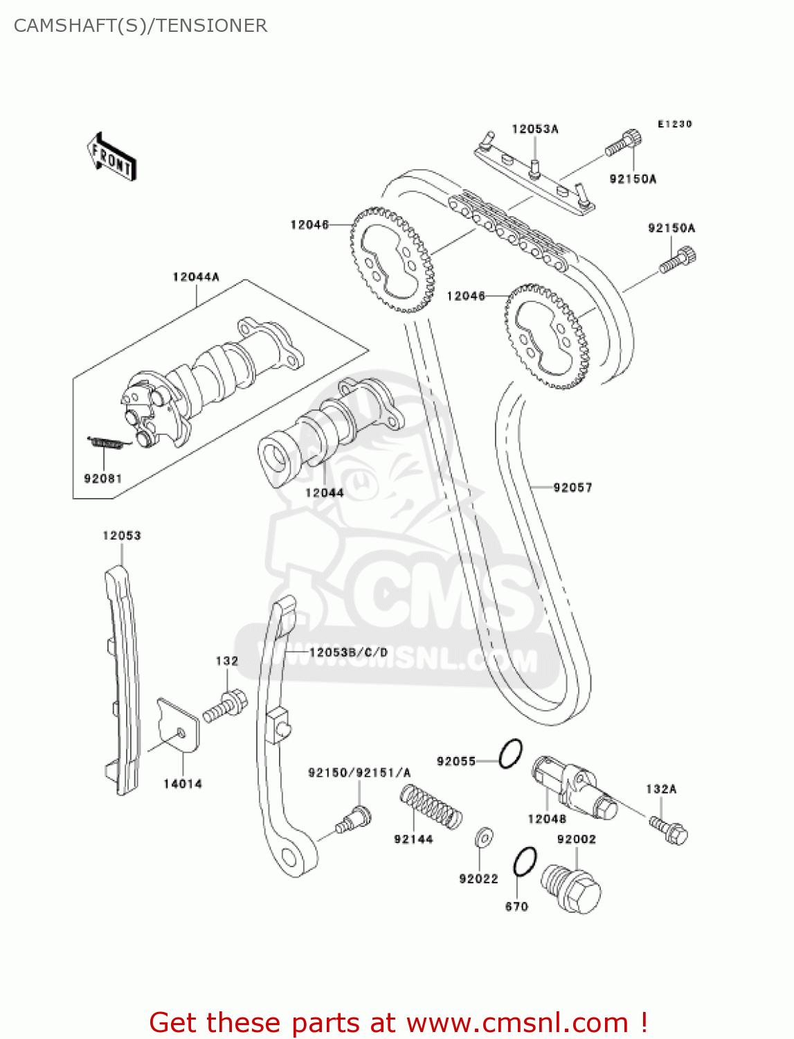 CAMSHAFT(S)/TENSIONER KLX300A6 KLX300R 2001 USA CALIFORNIA CANADA