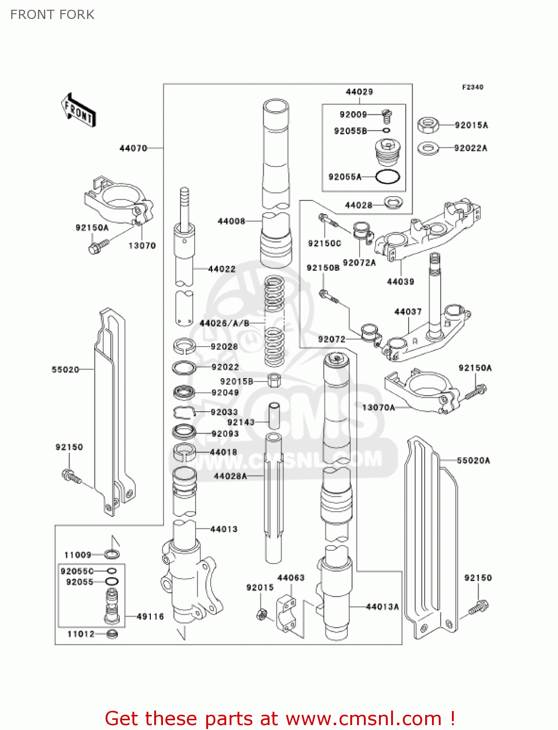 FRONT FORK KLX300A6 KLX300R 2001 USA CALIFORNIA CANADA