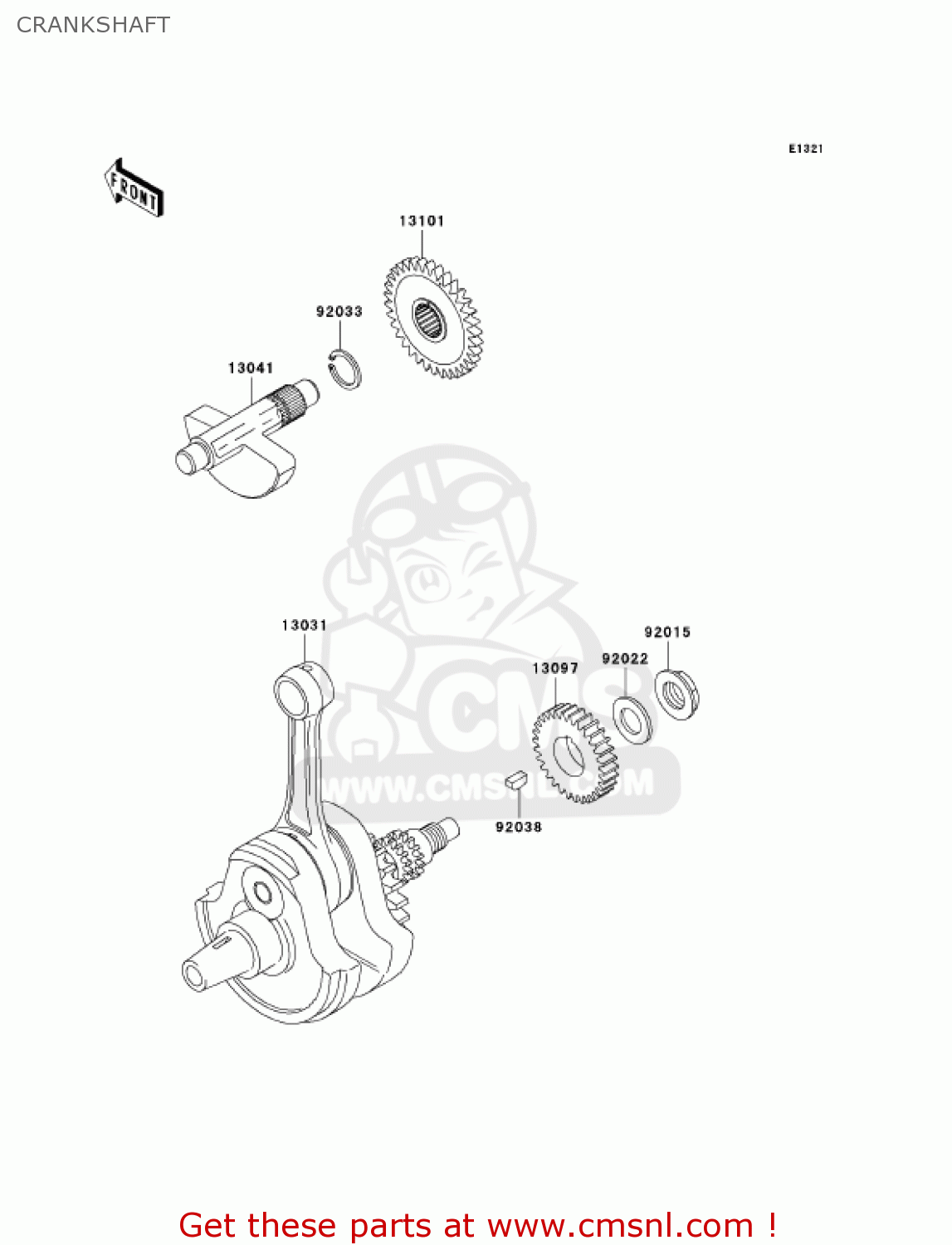 CRANKSHAFT KLX300A6 KLX300R 2001 USA CALIFORNIA CANADA