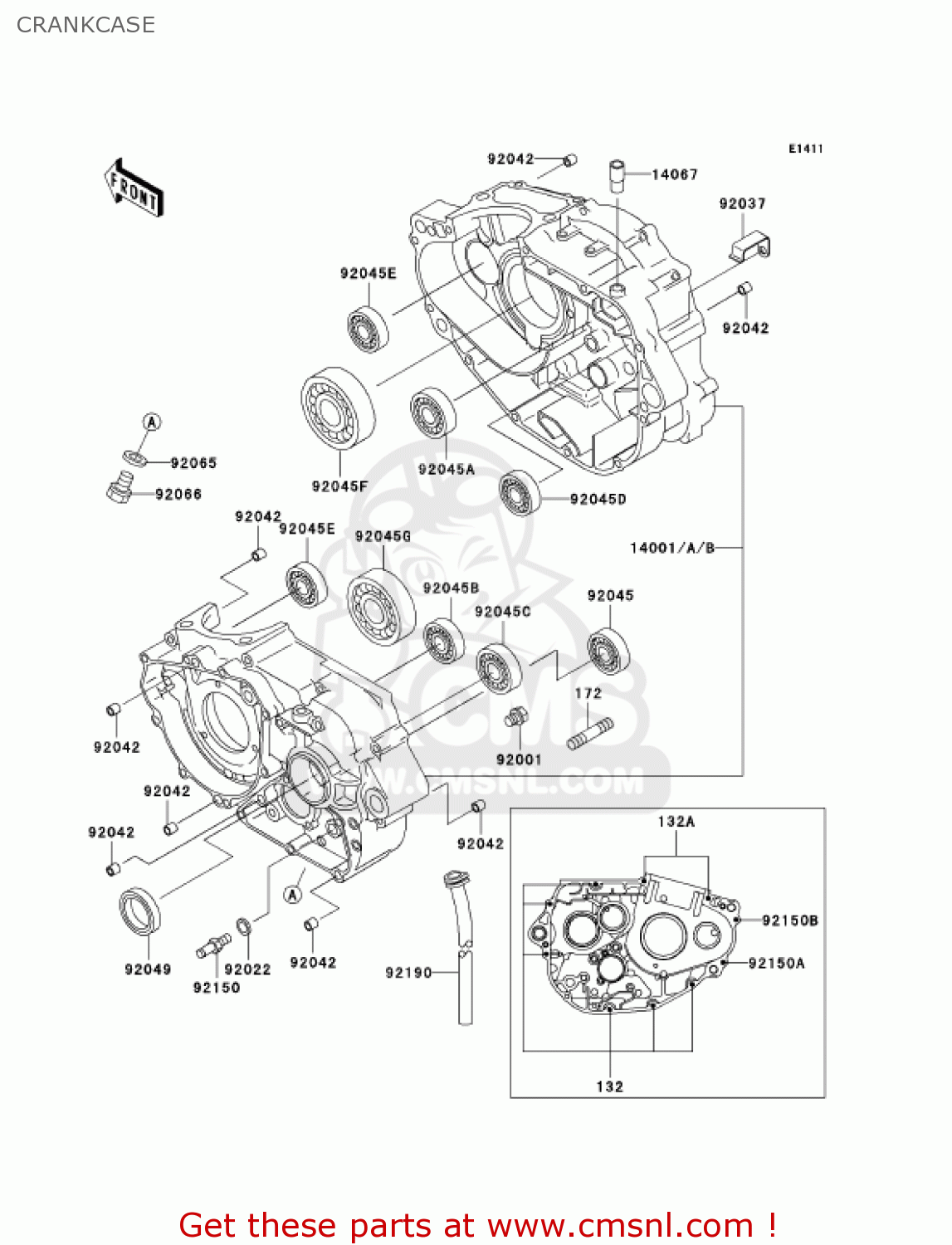 CRANKCASE KLX300A6 KLX300R 2001 USA CALIFORNIA CANADA