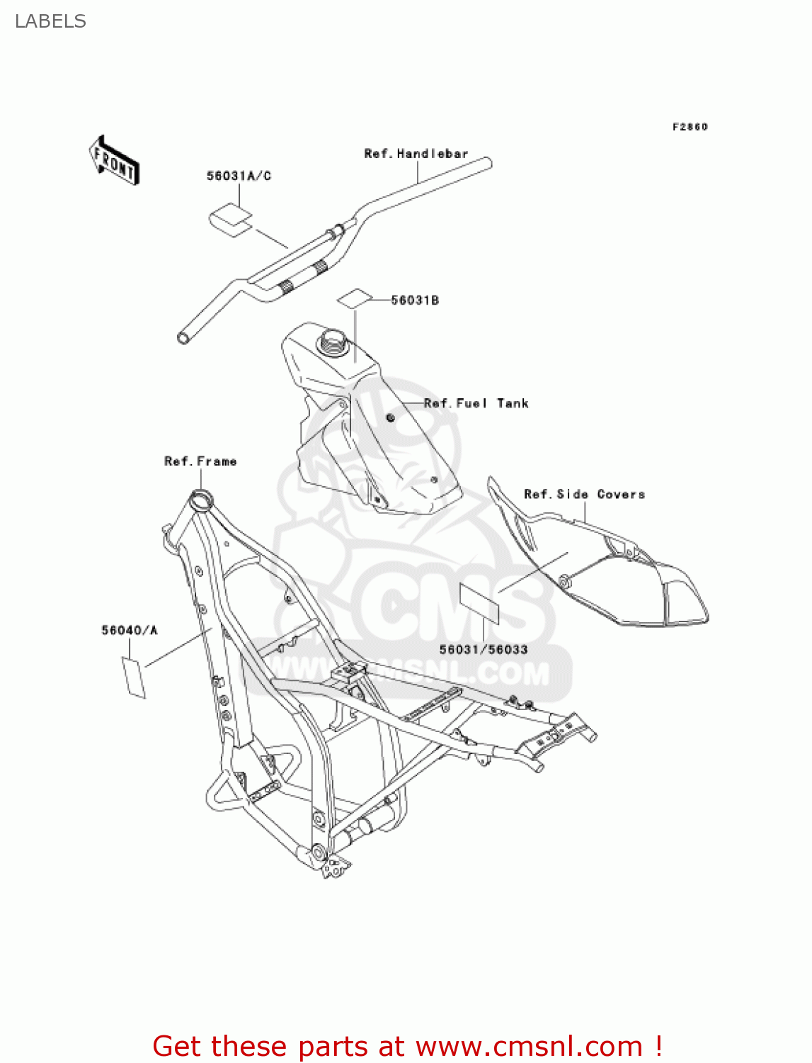LABELS KLX300A6 KLX300R 2001 USA CALIFORNIA CANADA