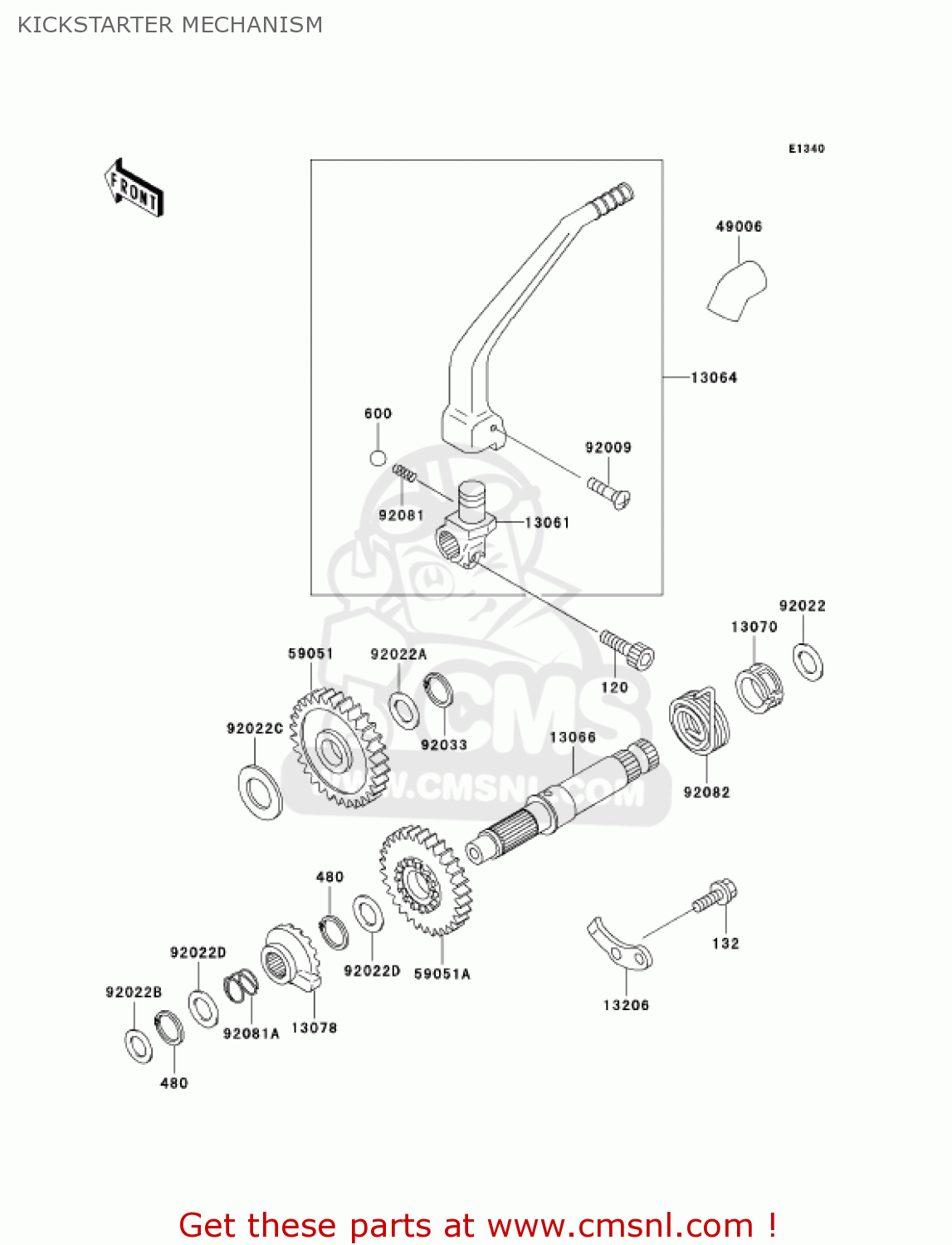KICKSTARTER MECHANISM KLX300A6 KLX300R 2001 USA CALIFORNIA CANADA