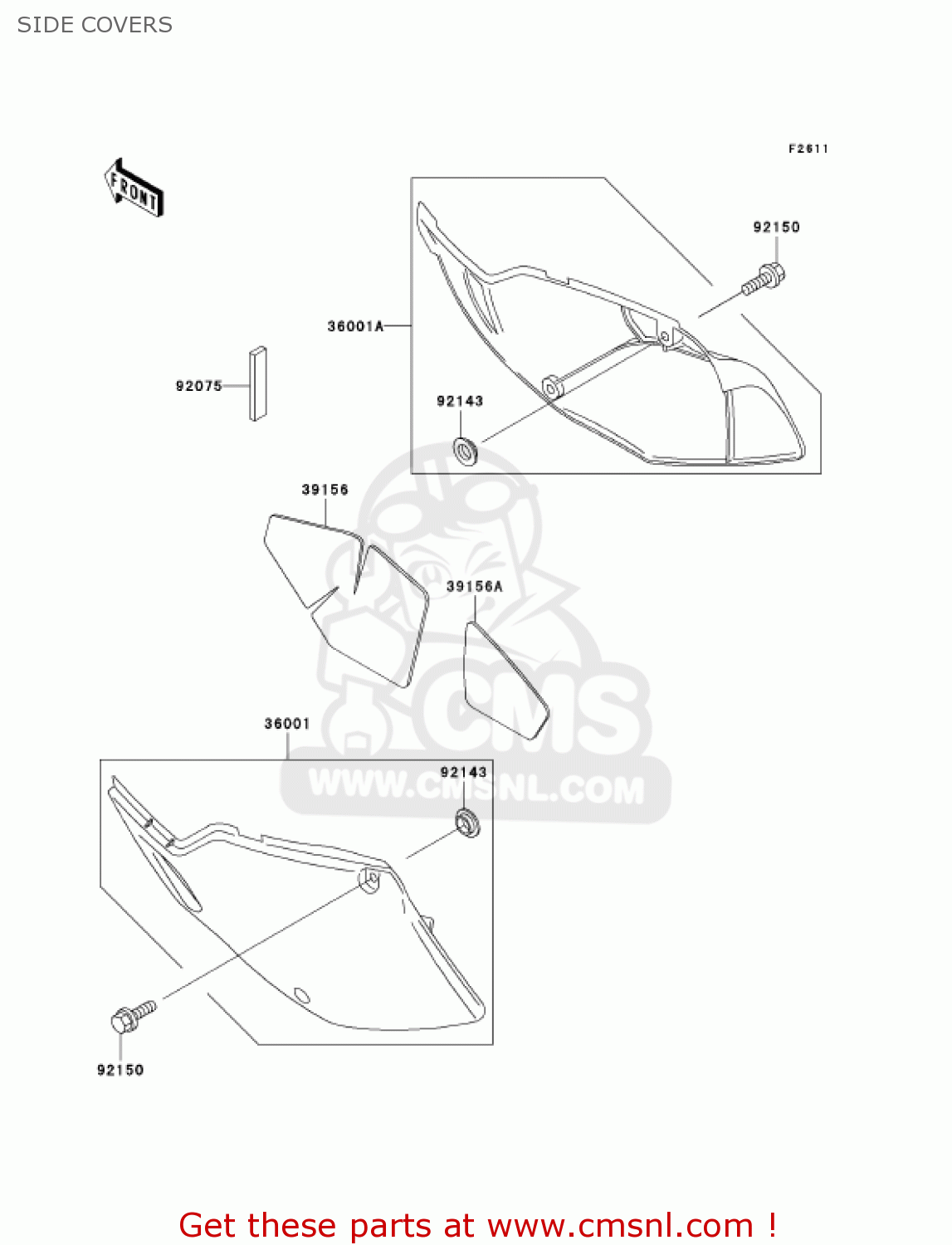 SIDE COVERS KLX300A6 KLX300R 2001 USA CALIFORNIA CANADA