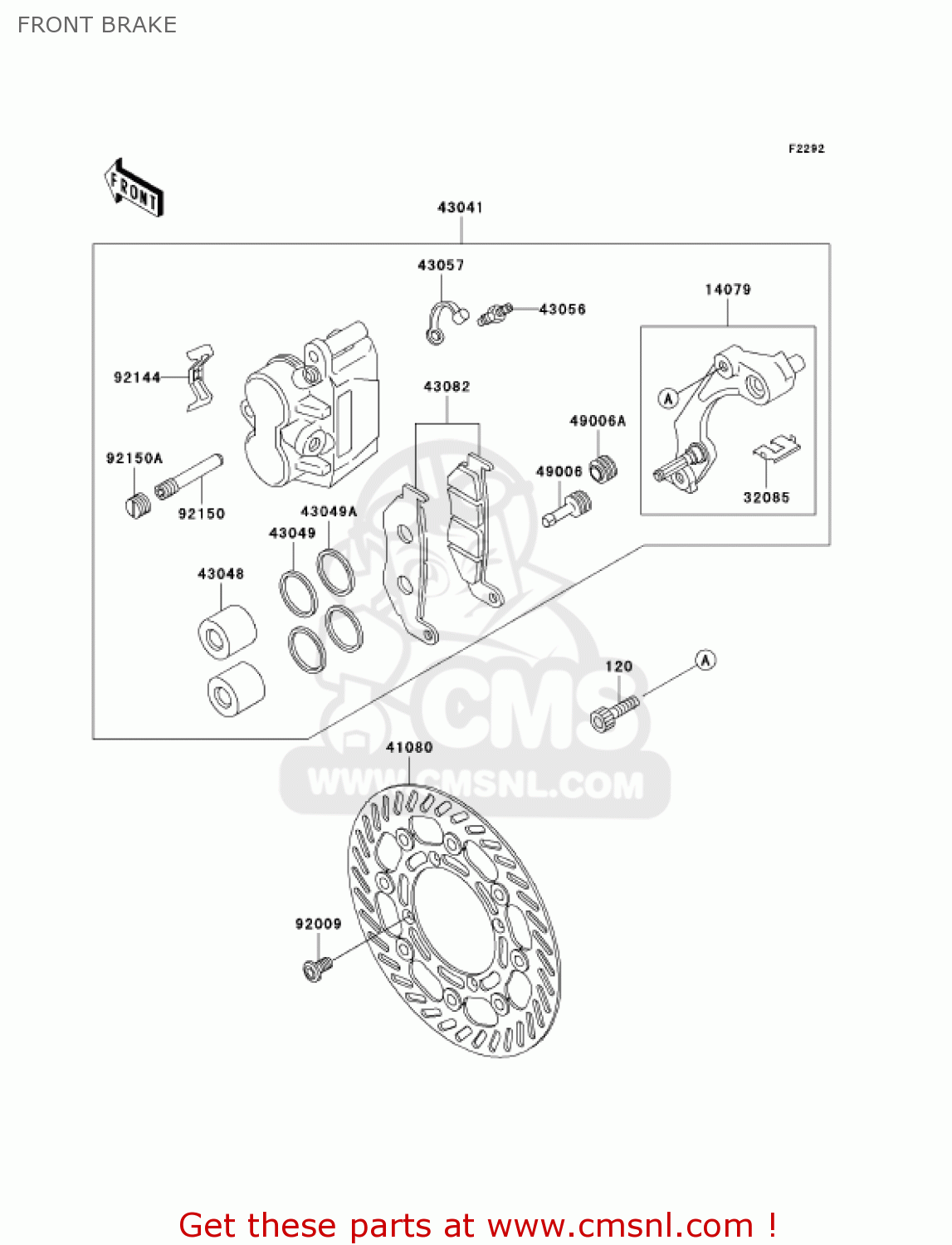 FRONT BRAKE KLX300A6 KLX300R 2001 USA CALIFORNIA CANADA