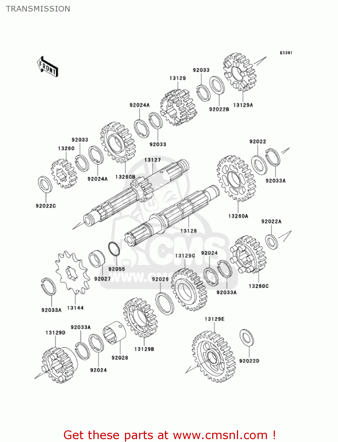TRANSMISSION KLX300A6 KLX300R 2001 USA CALIFORNIA CANADA