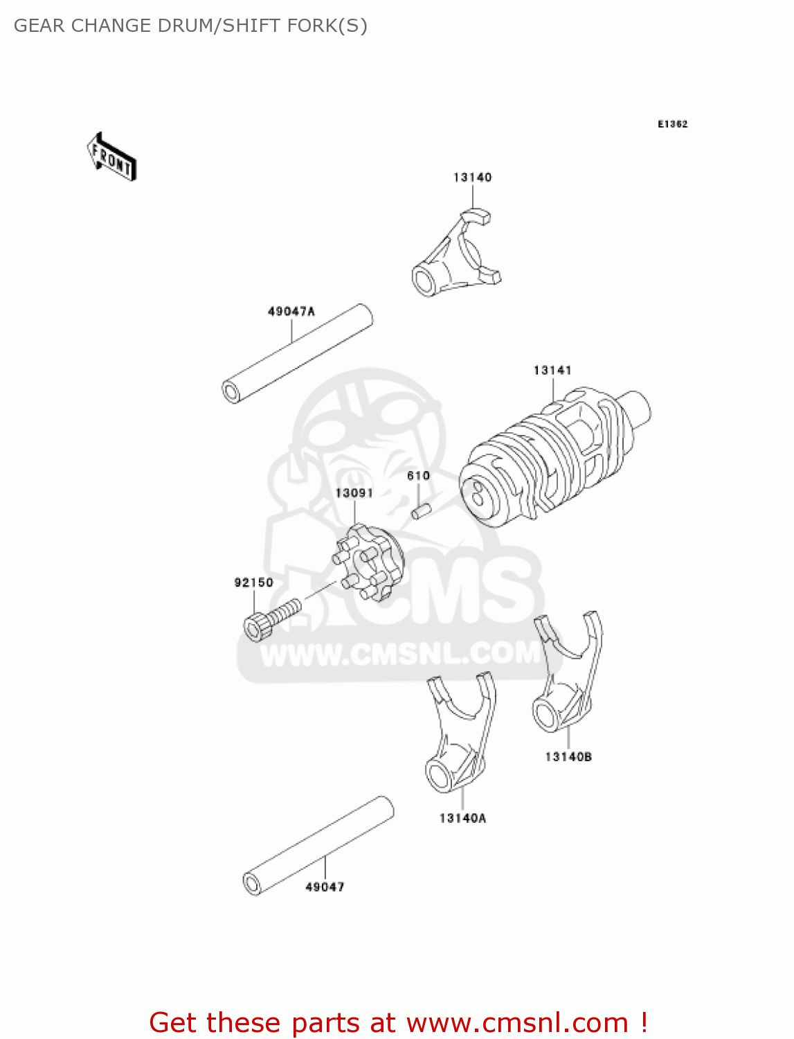 GEAR CHANGE DRUM/SHIFT FORK(S) KLX300A6 KLX300R 2001 USA CALIFORNIA CANADA
