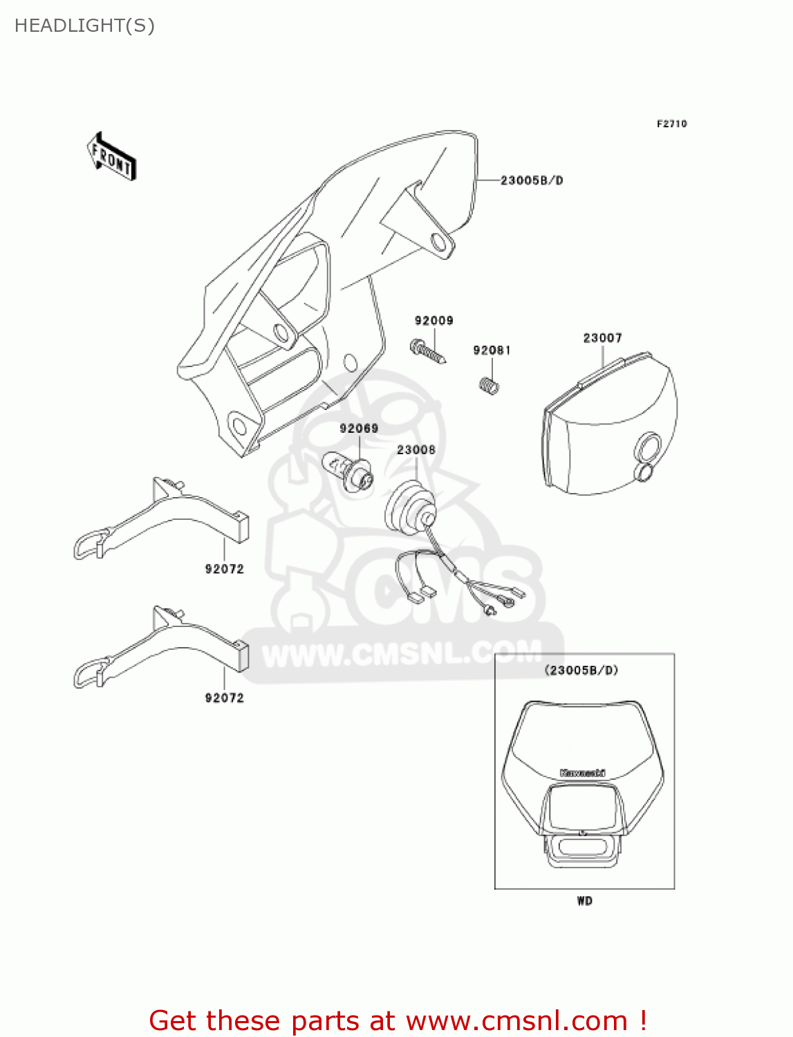 HEADLIGHT(S) KLX300A6 KLX300R 2001 USA CALIFORNIA CANADA