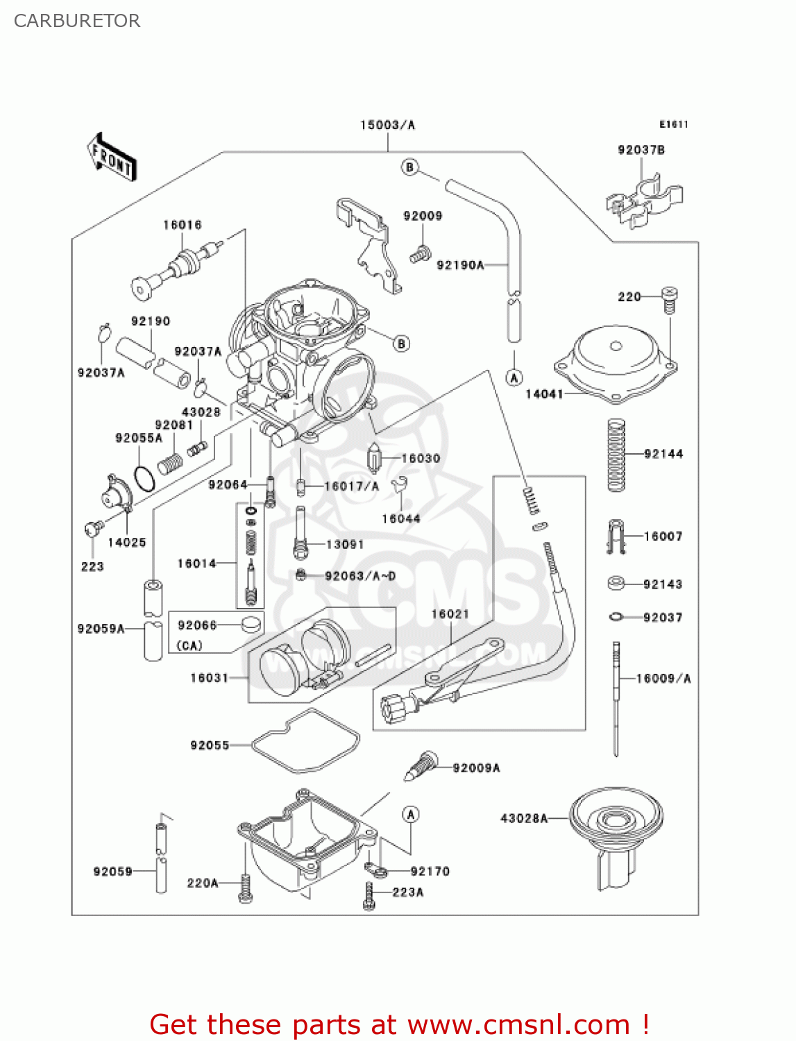 CARBURETOR KLX300A6 KLX300R 2001 USA CALIFORNIA CANADA