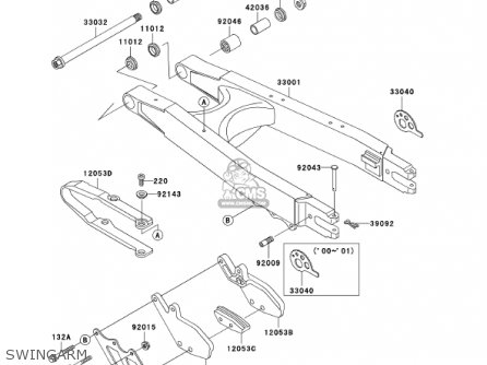 SWINGARM - KLX300A6 KLX300R 2001 USA CALIFORNIA CANADA