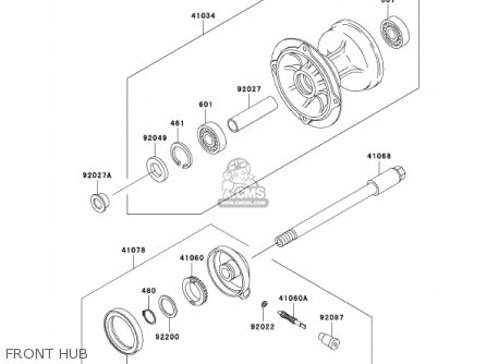 FRONT HUB - KLX300A6 KLX300R 2001 USA CALIFORNIA CANADA