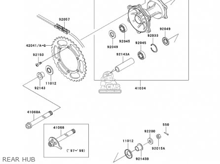 REAR HUB - KLX300A6 KLX300R 2001 USA CALIFORNIA CANADA