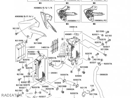 RADIATOR - KLX300A6 KLX300R 2001 USA CALIFORNIA CANADA
