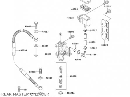 REAR MASTER CYLINDER - KLX300A6 KLX300R 2001 USA CALIFORNIA CANADA