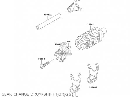 GEAR CHANGE DRUM/SHIFT FORK(S) - KLX300A6 KLX300R 2001 USA CALIFORNIA CANADA