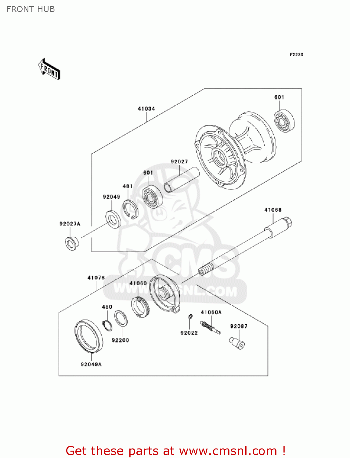 FRONT HUB KLX300A6F KLX300R 2006 USA CALIFORNIA CANADA