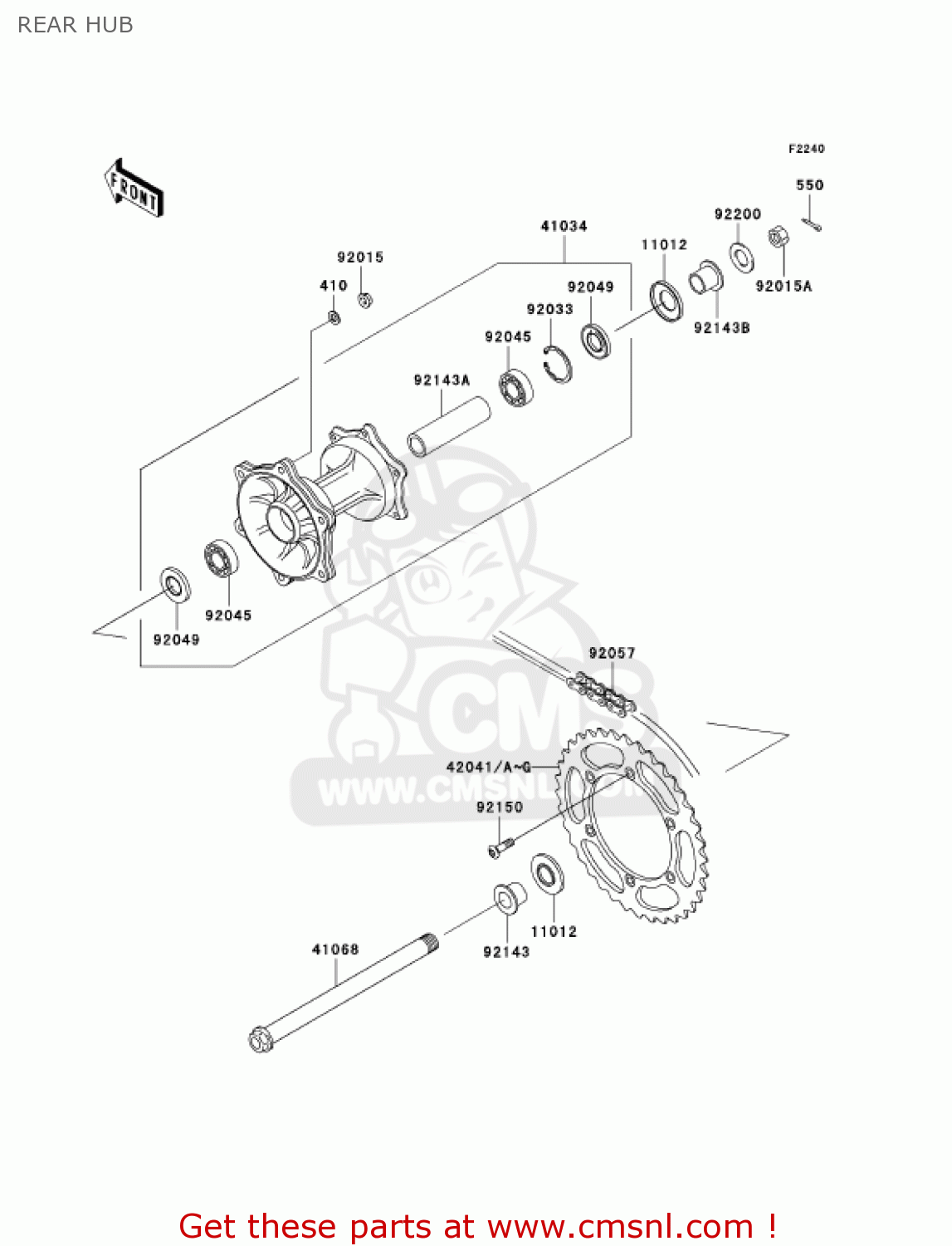 REAR HUB KLX300A6F KLX300R 2006 USA CALIFORNIA CANADA