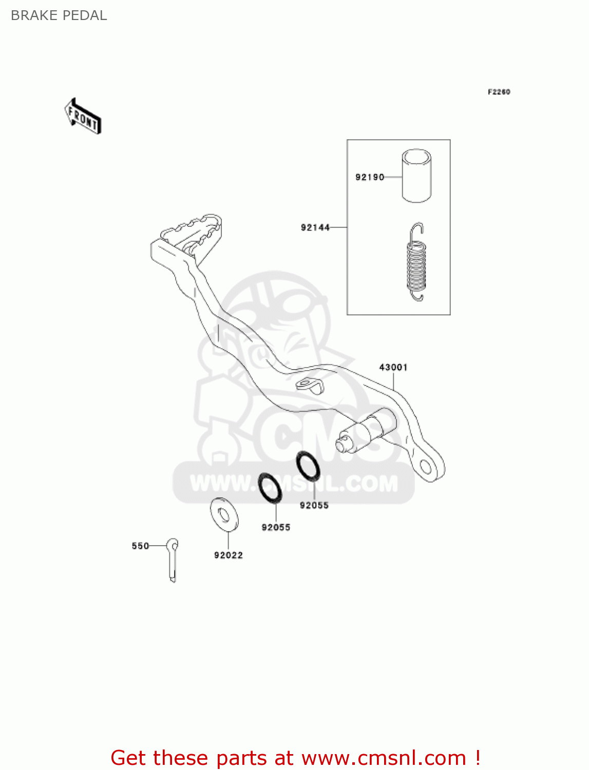 BRAKE PEDAL KLX300A6F KLX300R 2006 USA CALIFORNIA CANADA