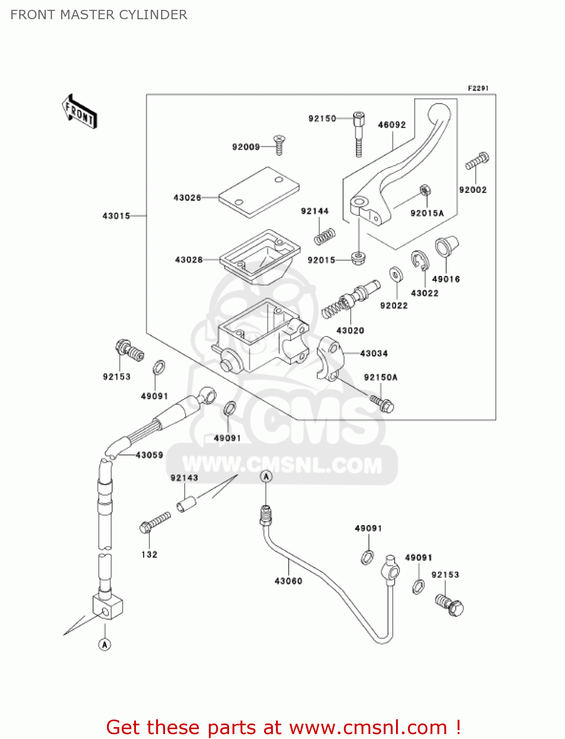 FRONT MASTER CYLINDER KLX300A6F KLX300R 2006 USA CALIFORNIA CANADA