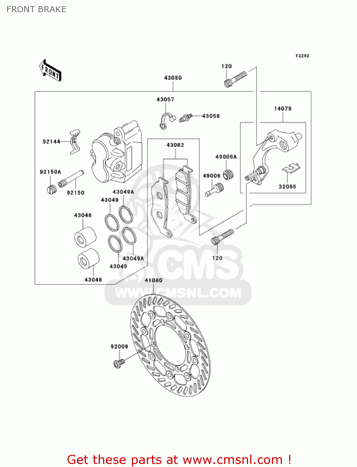 FRONT BRAKE KLX300A6F KLX300R 2006 USA CALIFORNIA CANADA