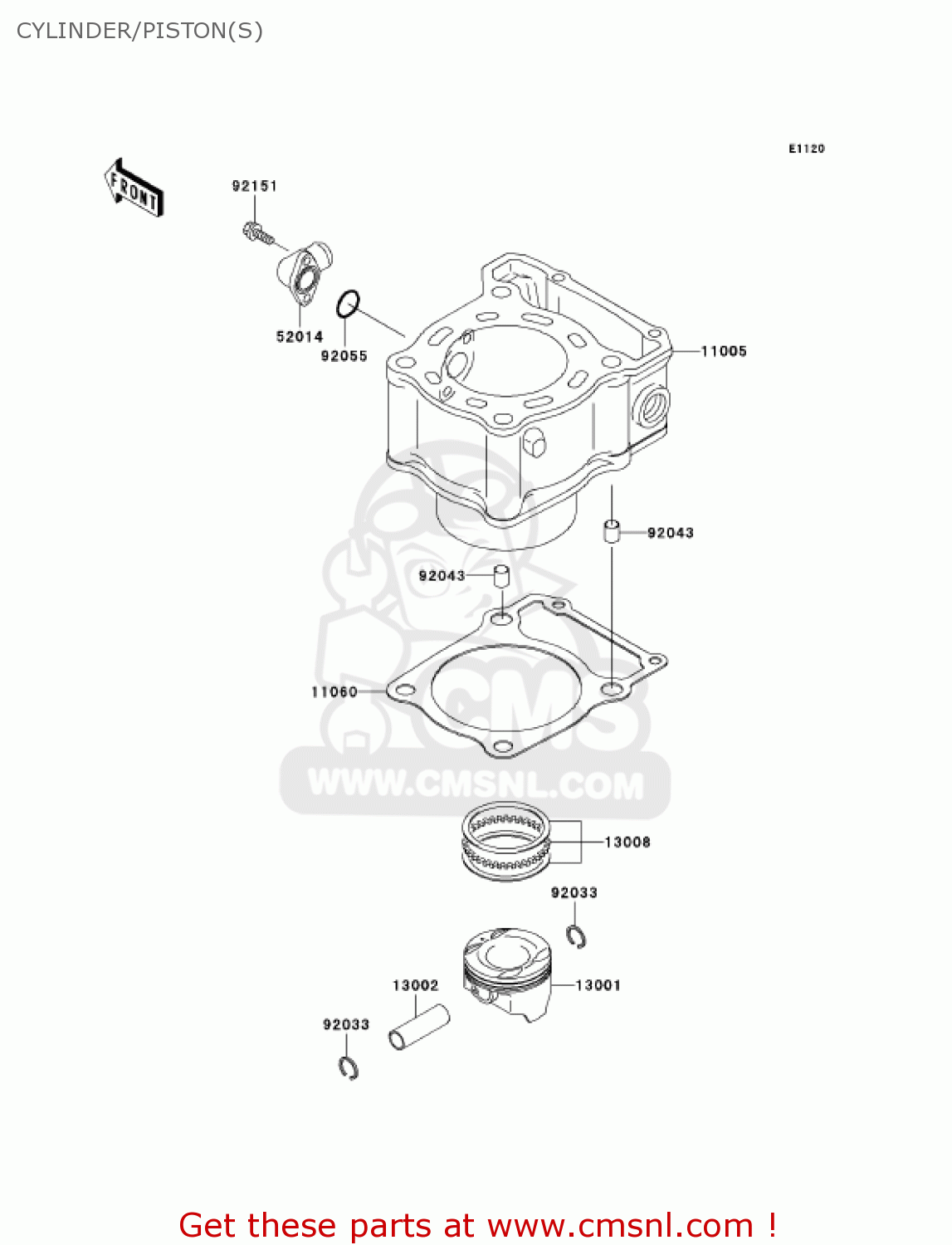 CYLINDER/PISTON(S) KLX300A6F KLX300R 2006 USA CALIFORNIA CANADA