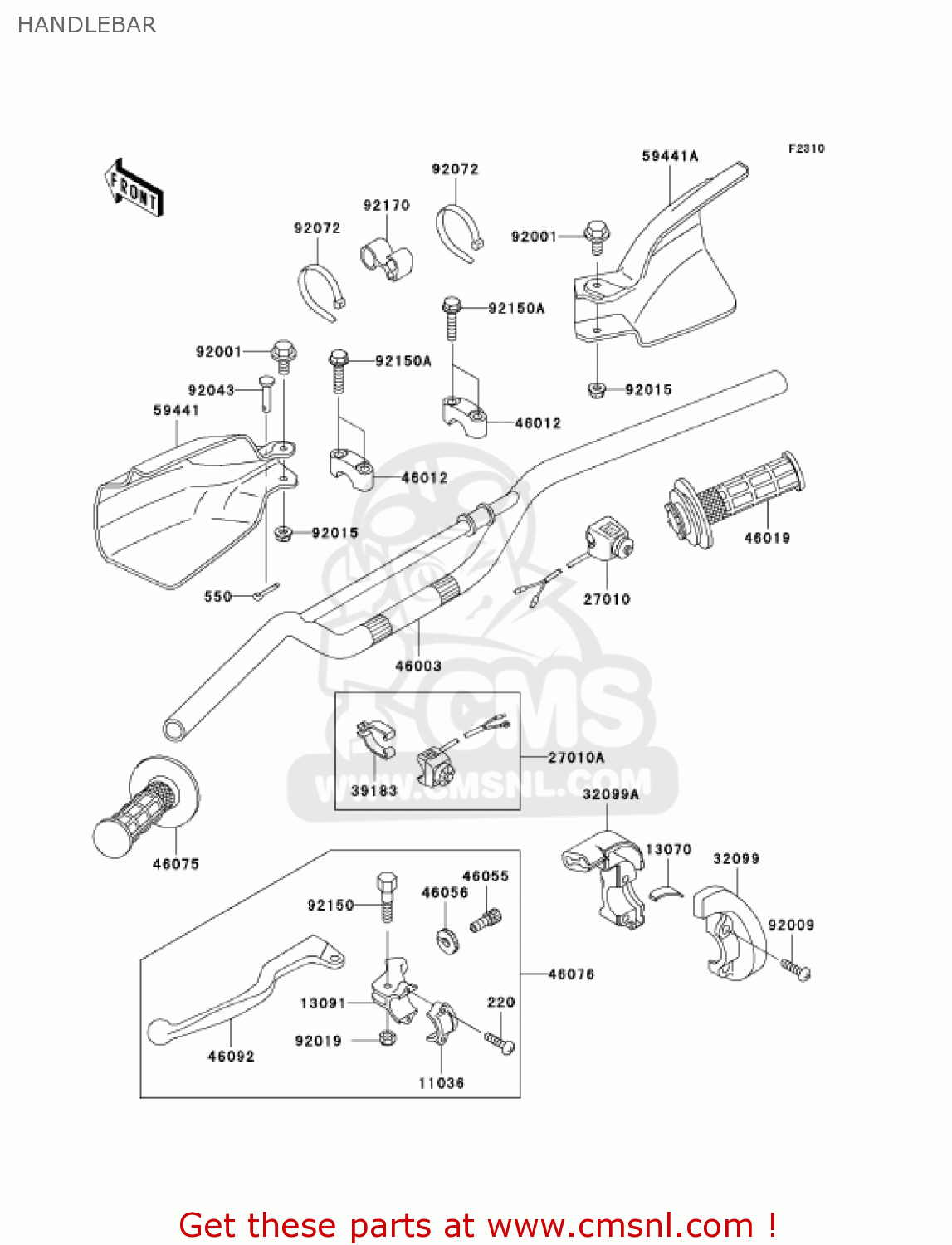 HANDLEBAR KLX300A6F KLX300R 2006 USA CALIFORNIA CANADA