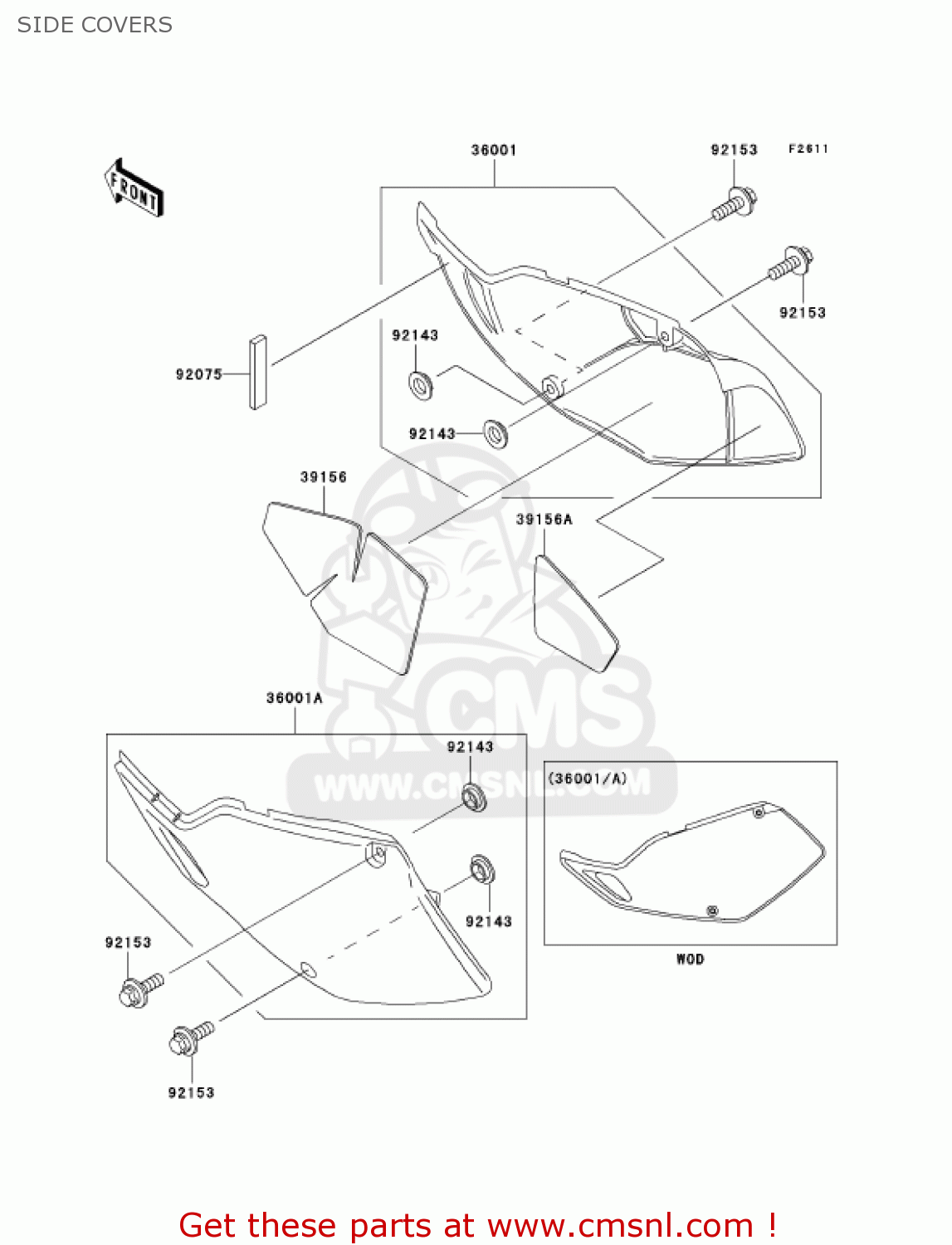 SIDE COVERS KLX300A6F KLX300R 2006 USA CALIFORNIA CANADA