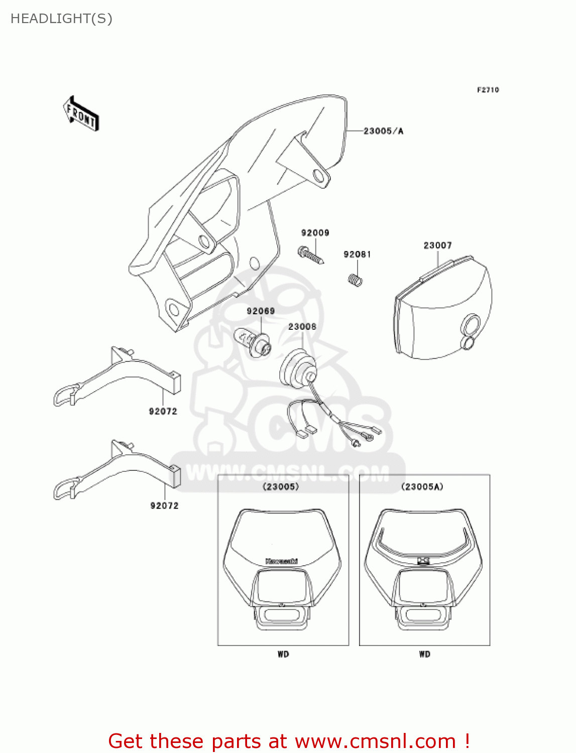 HEADLIGHT(S) KLX300A6F KLX300R 2006 USA CALIFORNIA CANADA