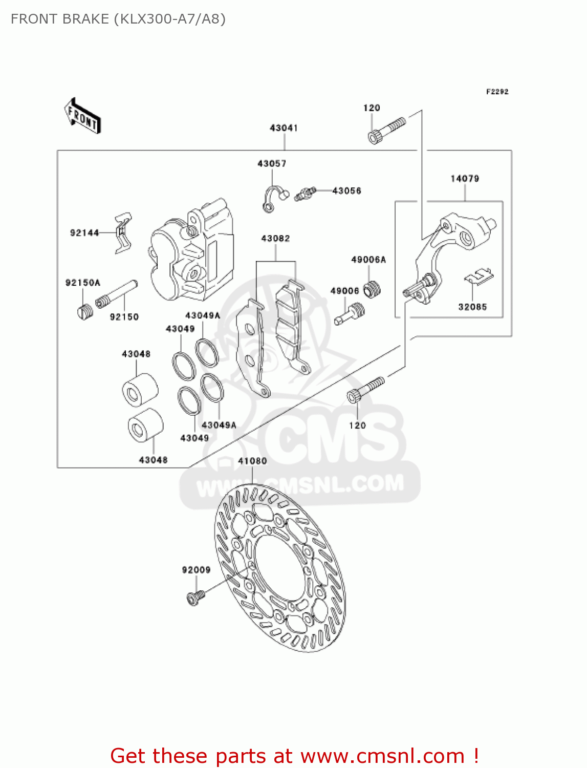 FRONT BRAKE (KLX300-A7/A8) KLX300A7 KLX300R 2002 USA CALIFORNIA CANADA