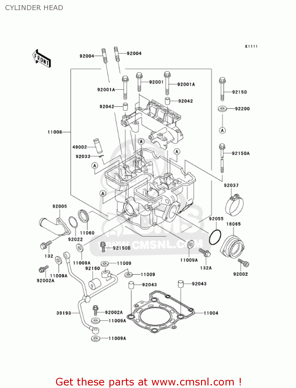 CYLINDER HEAD KLX300A7 KLX300R 2002 USA CALIFORNIA CANADA