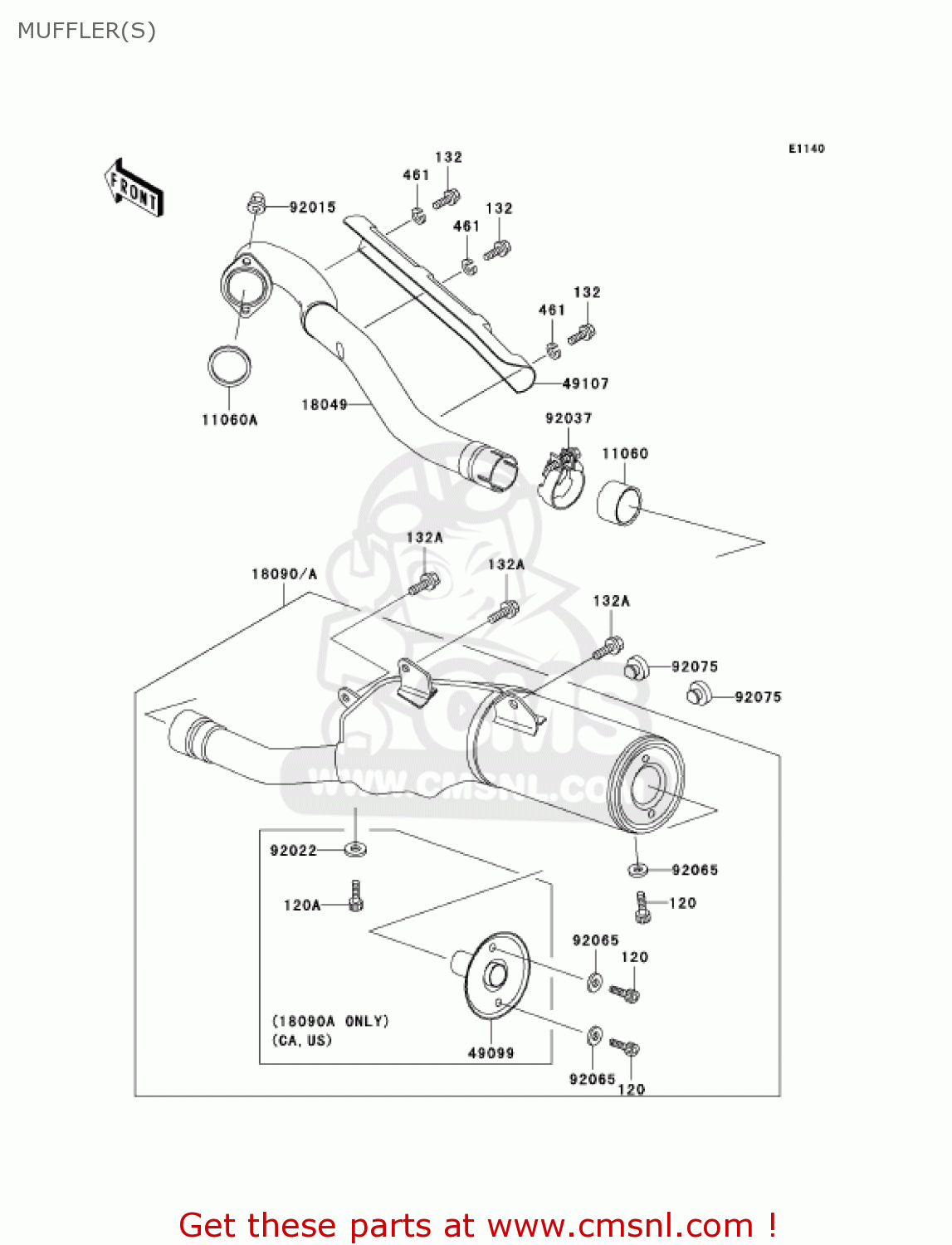 MUFFLER(S) KLX300A7 KLX300R 2002 USA CALIFORNIA CANADA