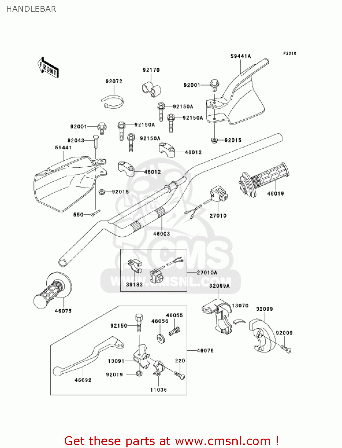 HANDLEBAR KLX300A7 KLX300R 2002 USA CALIFORNIA CANADA