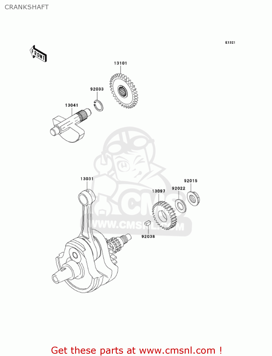 CRANKSHAFT KLX300A7 KLX300R 2002 USA CALIFORNIA CANADA