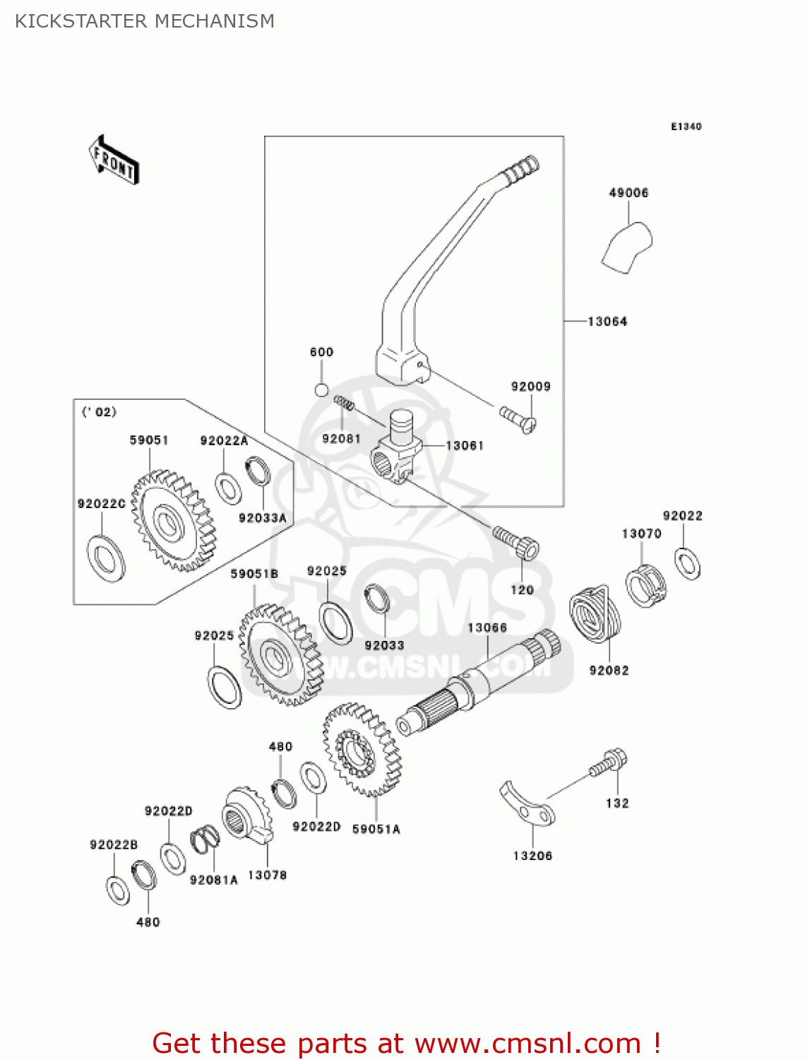 KICKSTARTER MECHANISM KLX300A7 KLX300R 2002 USA CALIFORNIA CANADA