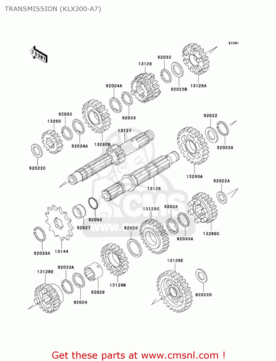 TRANSMISSION (KLX300-A7) KLX300A7 KLX300R 2002 USA CALIFORNIA CANADA