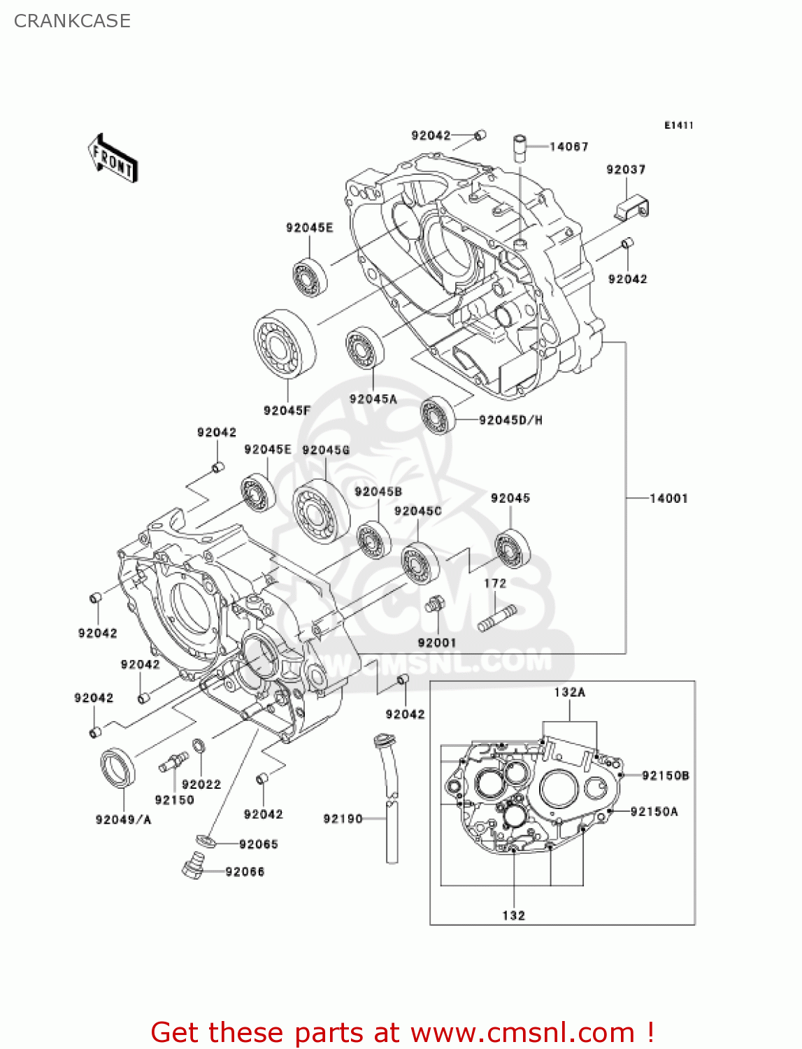 CRANKCASE KLX300A7 KLX300R 2002 USA CALIFORNIA CANADA