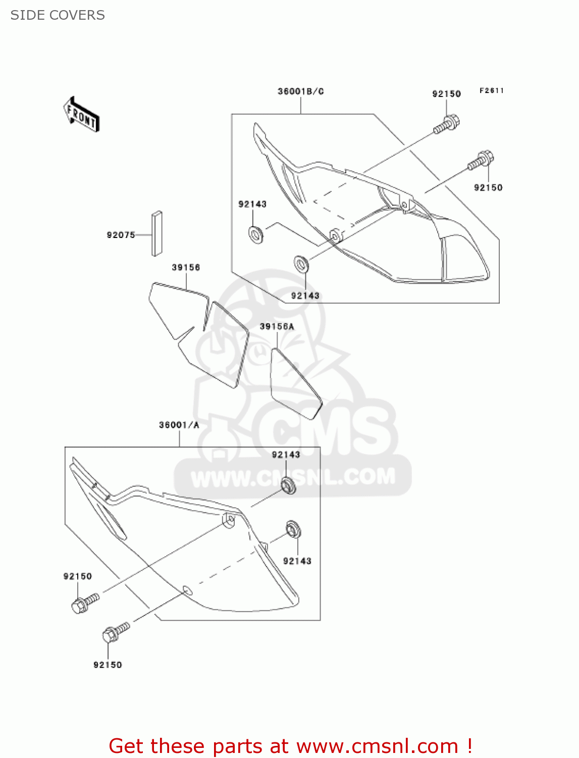 SIDE COVERS KLX300A7 KLX300R 2002 USA CALIFORNIA CANADA