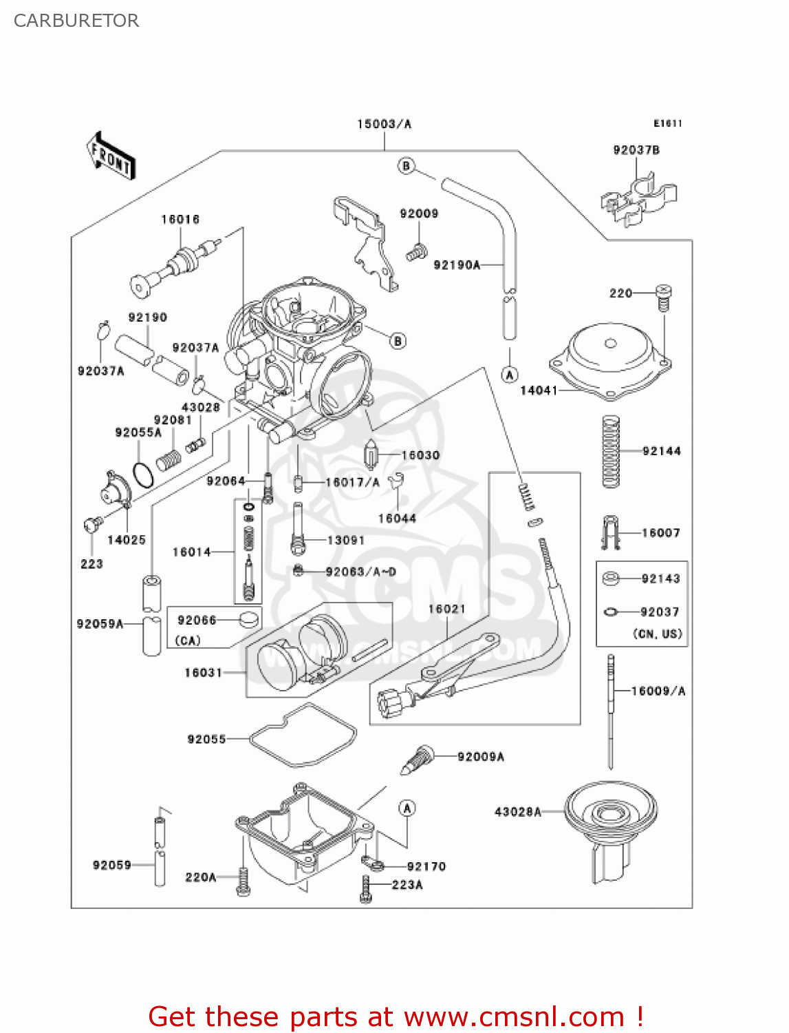 CARBURETOR KLX300A7 KLX300R 2002 USA CALIFORNIA CANADA