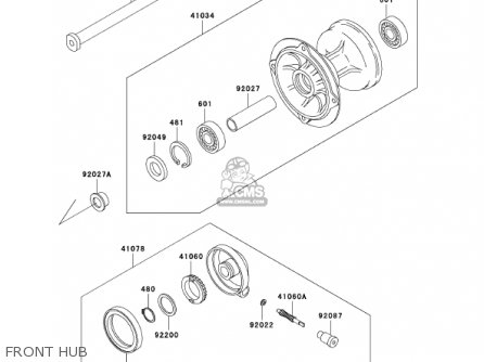 FRONT HUB - KLX300A7 KLX300R 2002 USA CALIFORNIA CANADA