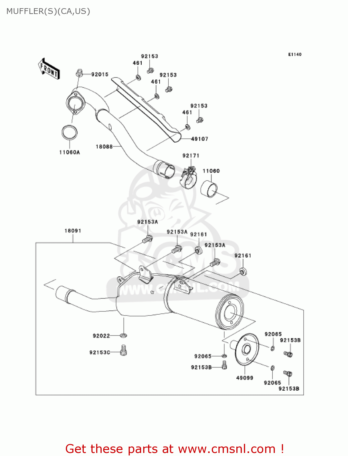 MUFFLER(S)(CA,US) KLX300A7F KLX300R 2007 USA CALIFORNIA CANADA