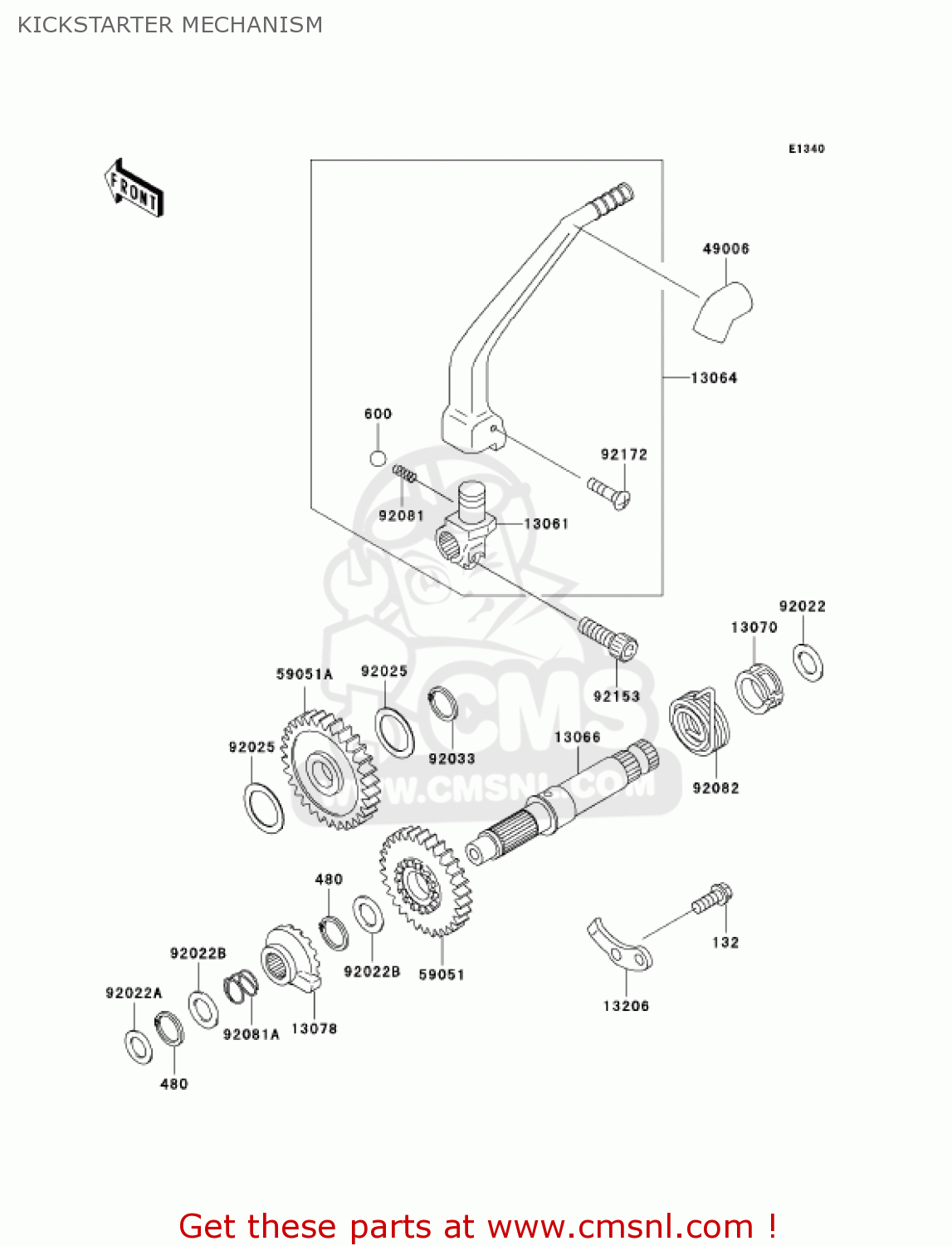 KICKSTARTER MECHANISM KLX300A7F KLX300R 2007 USA CALIFORNIA CANADA