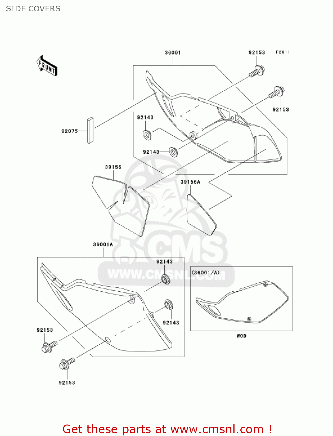 SIDE COVERS KLX300A7F KLX300R 2007 USA CALIFORNIA CANADA
