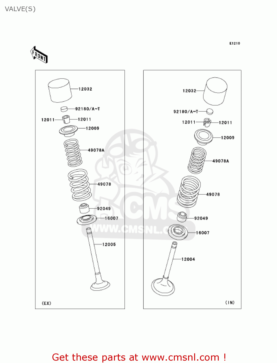 VALVE(S) KLX300A7F KLX300R 2007 USA CALIFORNIA CANADA
