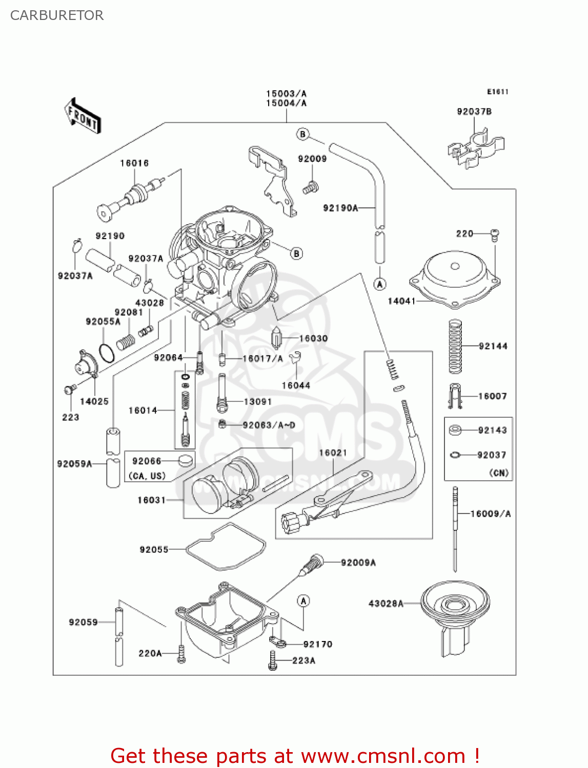 CARBURETOR KLX300A7F KLX300R 2007 USA CALIFORNIA CANADA