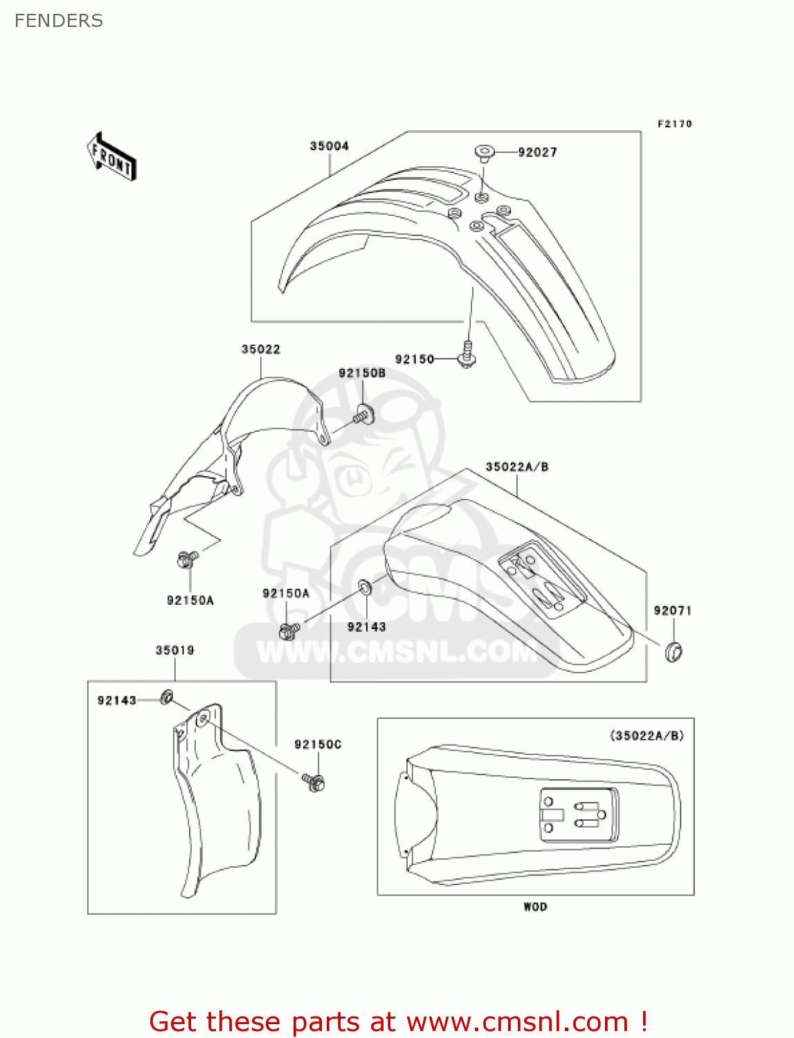 FENDERS KLX300A7F KLX300R 2007 USA CALIFORNIA CANADA