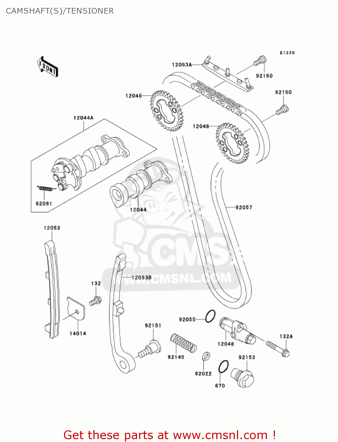 CAMSHAFT(S)/TENSIONER KLX300A7F KLX300R 2007 USA CALIFORNIA CANADA