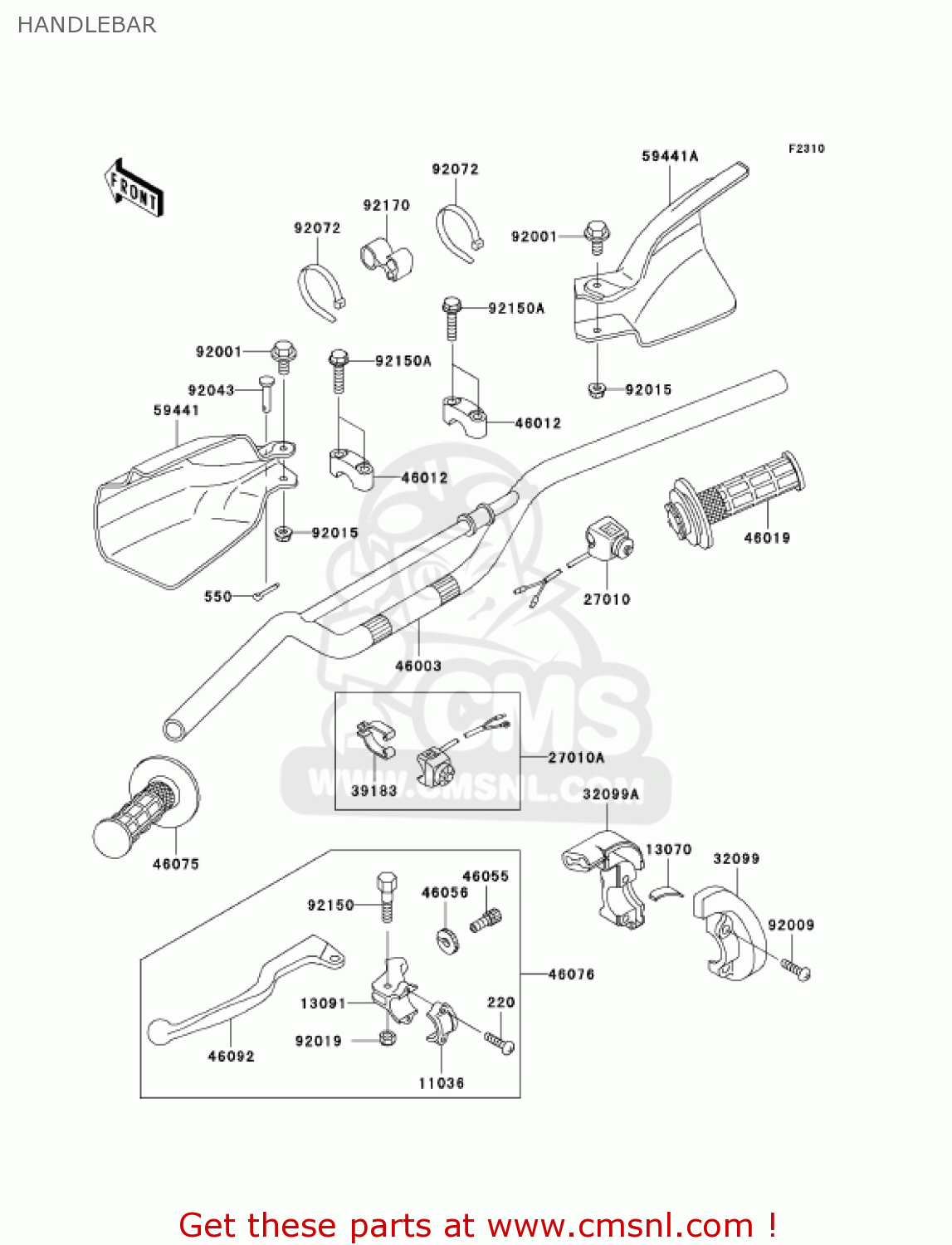 HANDLEBAR KLX300A7F KLX300R 2007 USA CALIFORNIA CANADA
