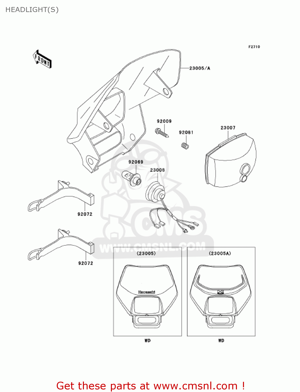 HEADLIGHT(S) KLX300A7F KLX300R 2007 USA CALIFORNIA CANADA