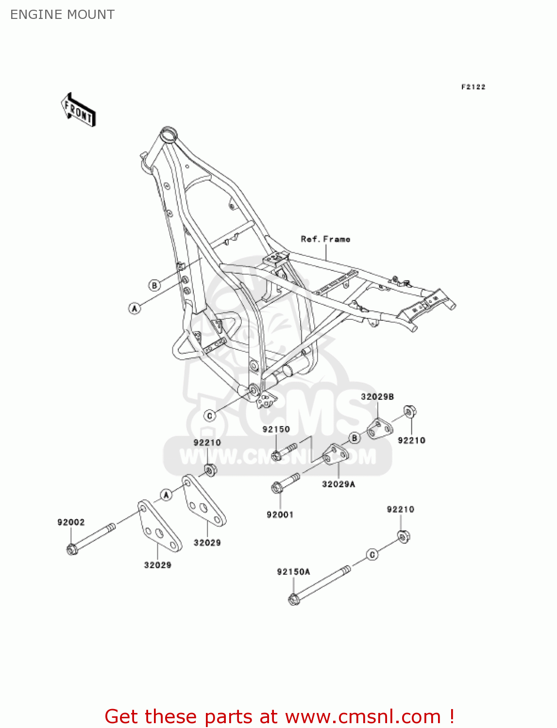 ENGINE MOUNT KLX300A7F KLX300R 2007 USA CALIFORNIA CANADA